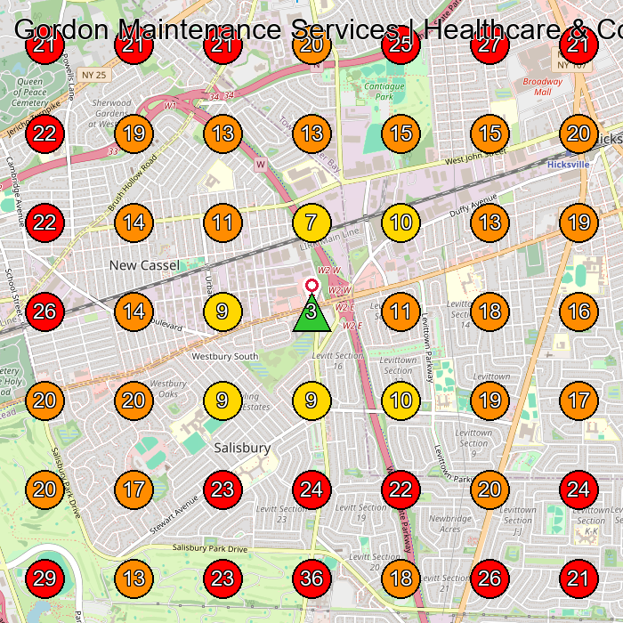 Gordon Maintenance Services | Healthcare & Commercial Cleaning GeoGrid visibility map for Commercial Cleaning Service in Bethpage